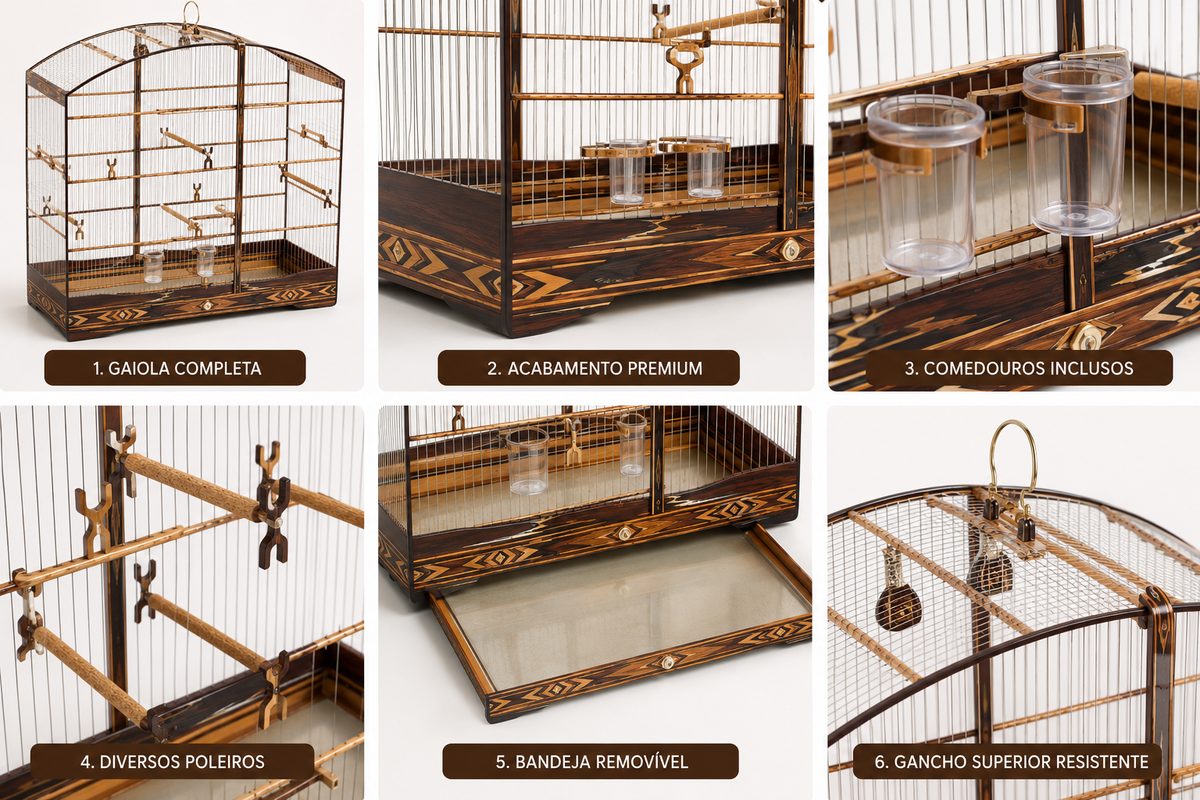 Gaiola Voador Motel Premium 80cm para Aves – Malha Fina com Bandeja Removível