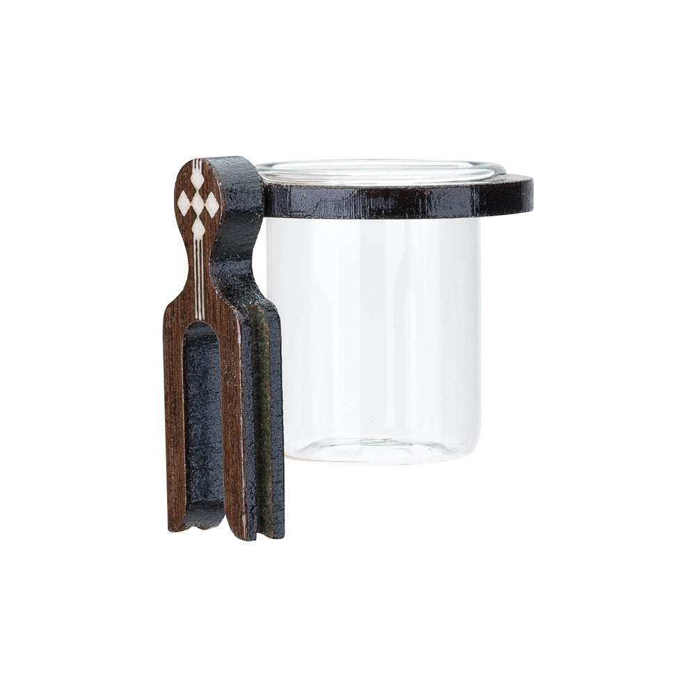 Porta Vitamina Argola Ferradura Pequeno MF - Imbuia - C/ Vidro