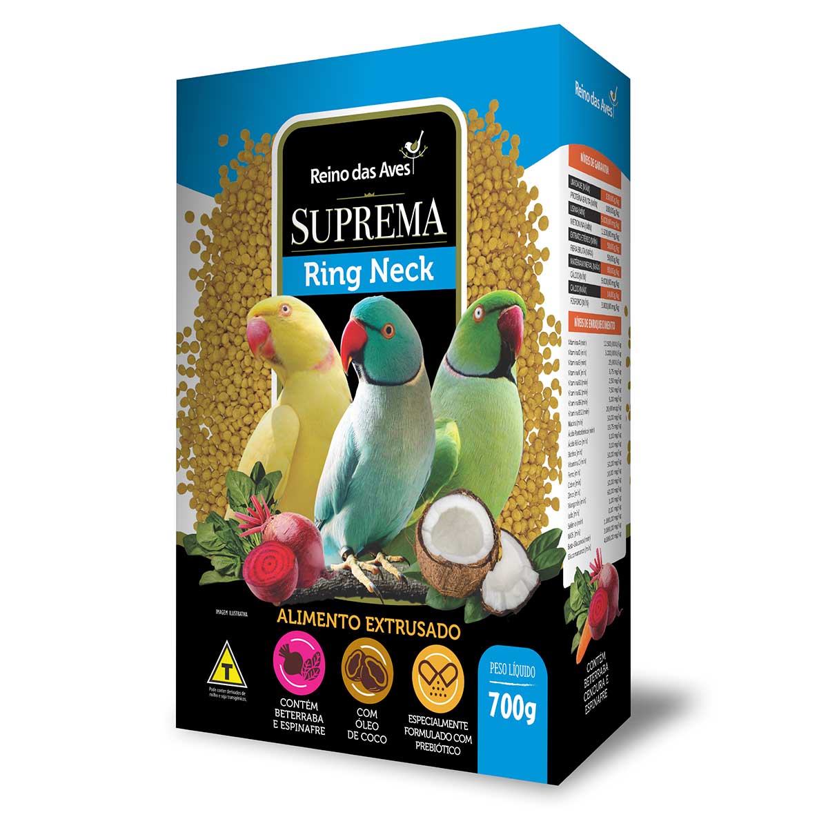 Ração Extrusada Suprema Ring Neck 700g - Reino das Aves