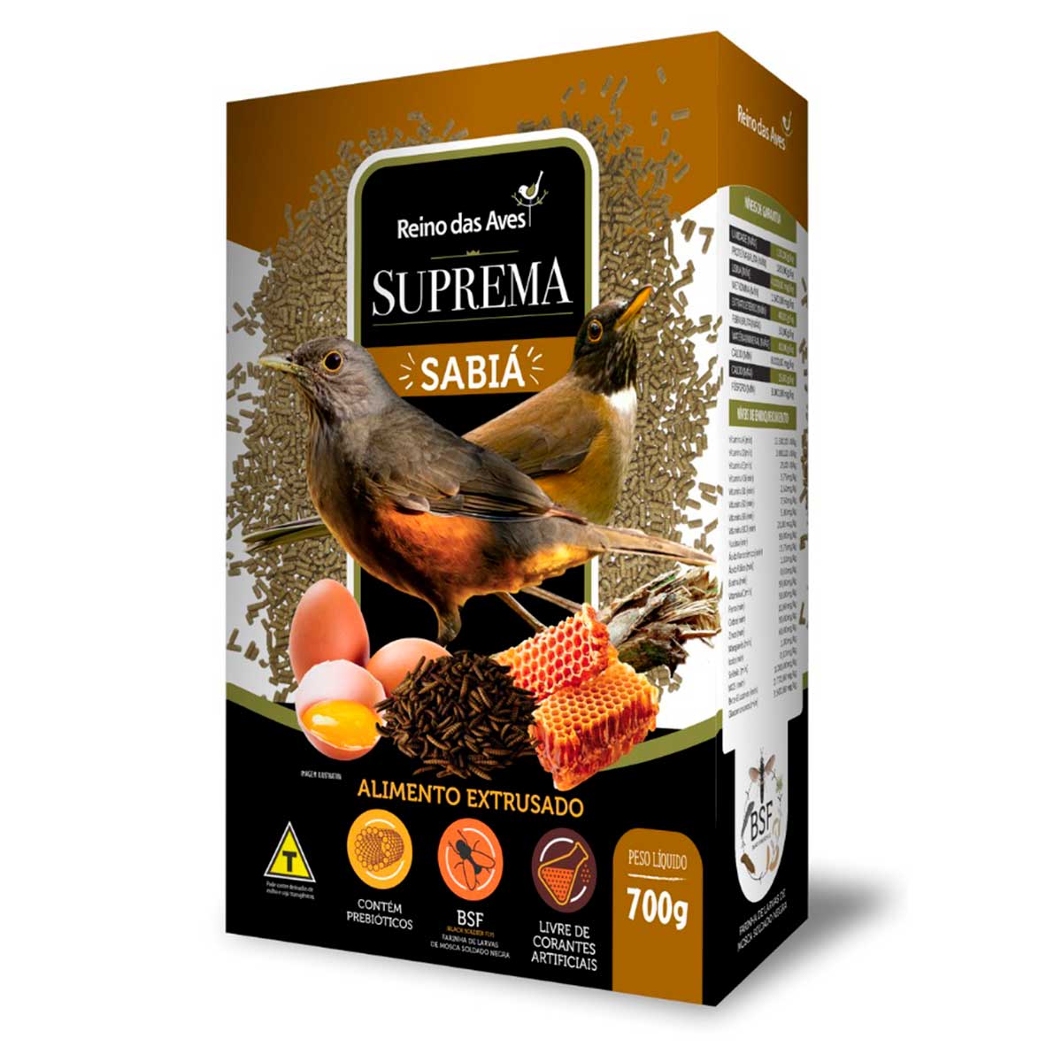 Ração Suprema Sabiá 700g - Reino das Aves