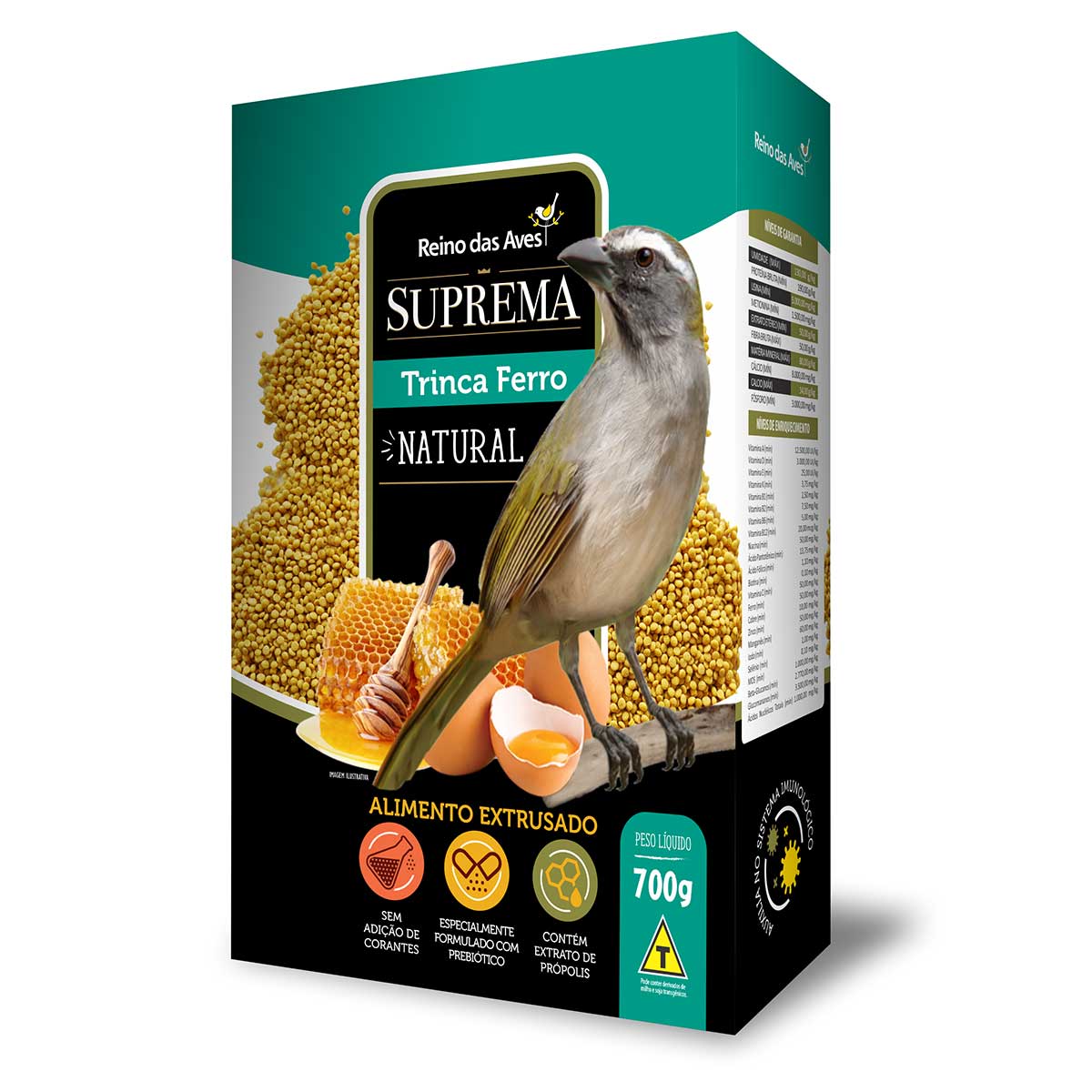 Ração Suprema Trinca Ferro Natural - 700g - Reino das Aves
