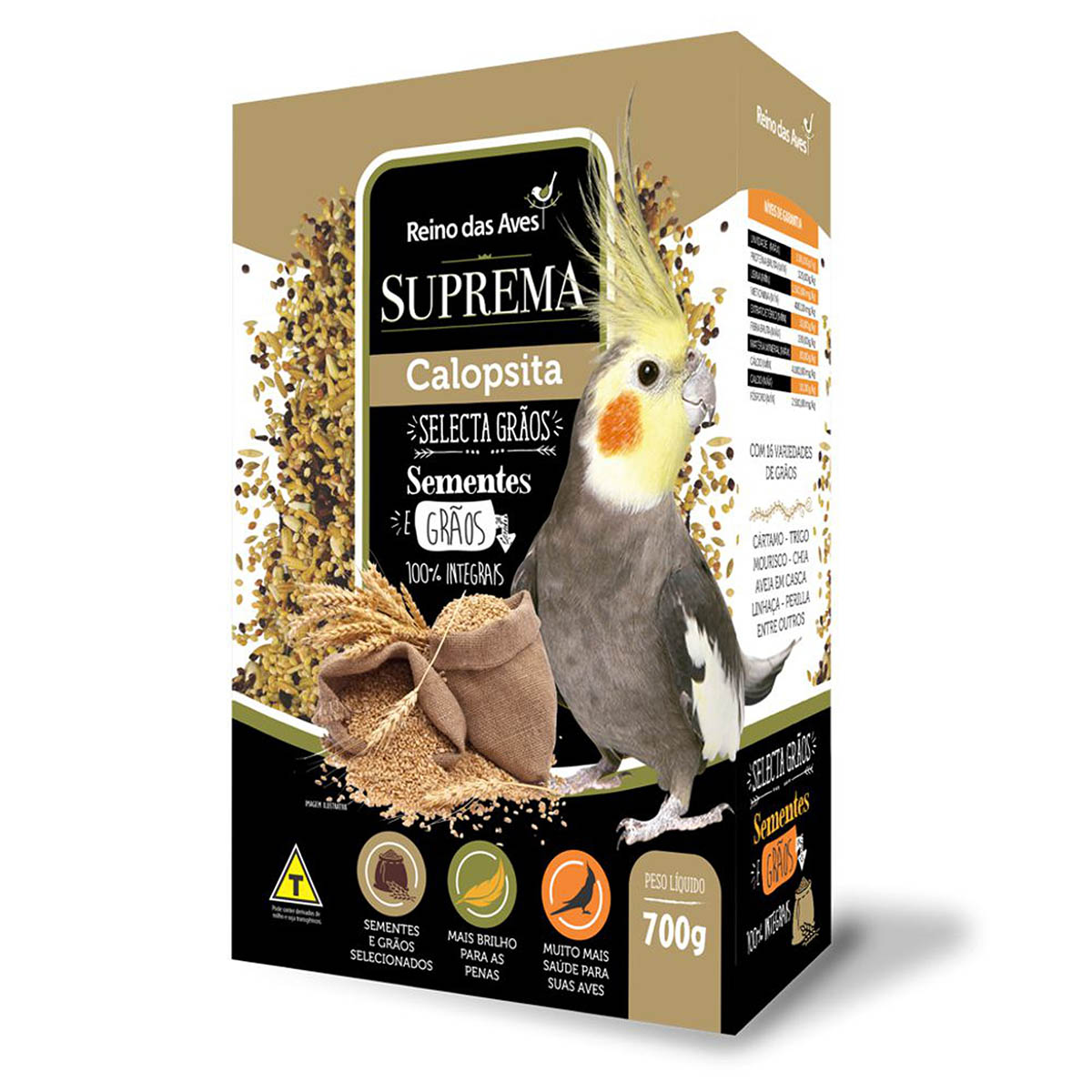 Reino das Aves - Suprema Calopsita Selecta Grãos - 700g